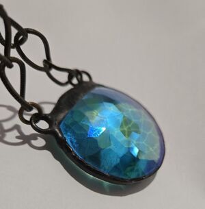 Roxhouse Handmade Artisan Galactic Waters Iridescent Prism Pendant Necklace